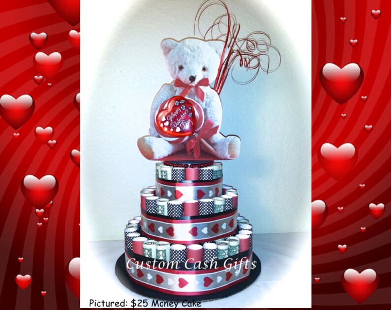 Money Cake Made With Real Money Valentine Bear Etsy - image 0